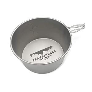 PEAKS&TREES ピークス＆ツリーズ チタン シェラカップ 深型 600ml フォールドハンドル 目盛り付き 折り畳み式 (600ml