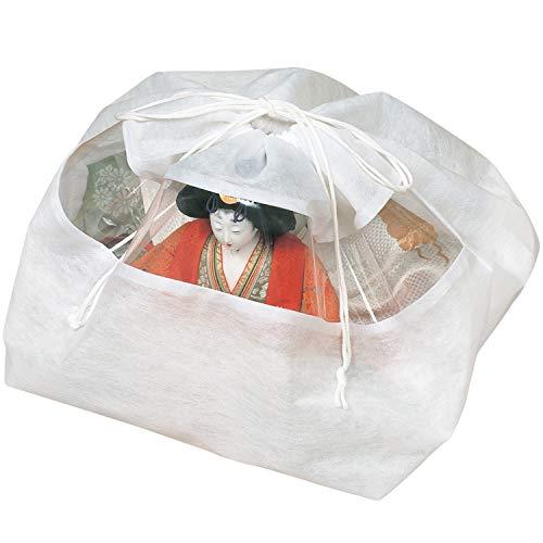 アストロ ひな人形 保存袋 ホワイト 5枚組 通気性の良い 不織布 収納袋 雛人形 巾着袋 透明窓付...