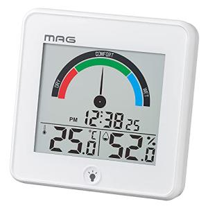 MAG(マグ) 温湿度計 デジタル インデクス 時計 環境目安表示 バックライト付き ホワイト TH-104WH｜mago8go8