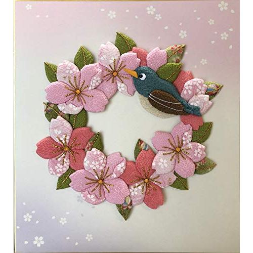 手作りキット 押絵飾り お花のリース「桜」色紙タイプ