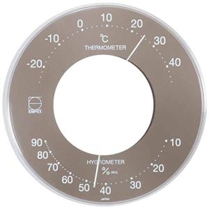 エンペックス気象計 温度湿度計 セレナ カラー温湿度計 置き掛け兼用 日本製 グレー LV-4357 直径10.6×0cm｜mago8go8