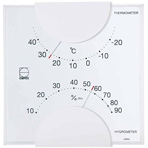 エンペックス気象計 エルム 置き掛け兼用 日本製 ホワイト LV-4901 10.5x10.2x2c...