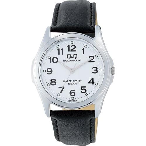 [シチズン Q&amp;Q] 腕時計 アナログ ソーラー 防水 革ベルト H008-304 メンズ ホワイト