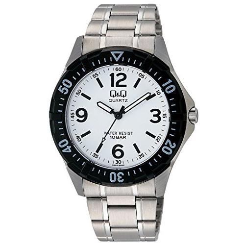 [シチズン Q&amp;Q] 腕時計 アナログ ステンレスモデル 防水 メタルバンド 白 文字盤 W376-...