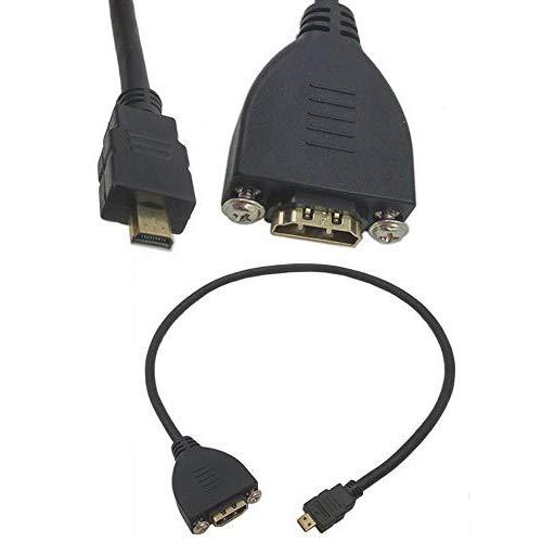 Rosebe Micro HDMIオスto HDMI Aタイプメス延長ケーブルねじ穴 ロック付きパネ...