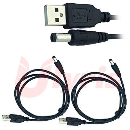 Ulyris【2個】USB→DC 外径5.5mm内径2.5mm 電源供給ケーブルDC5.5mm x ...