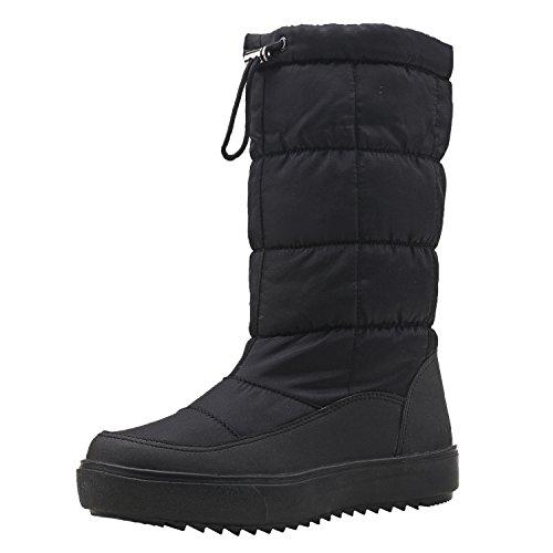[Shenji] レディースブーツ スノーブーツ ロングブーツ 防寒防滑雪靴 ブラック 24cm