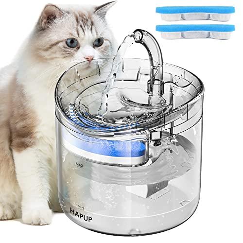 HAPUP猫 みずのみ 自動給水器 猫 ペット給水器 循環式の透明な猫の飲用噴水 1.8L大容量 2...