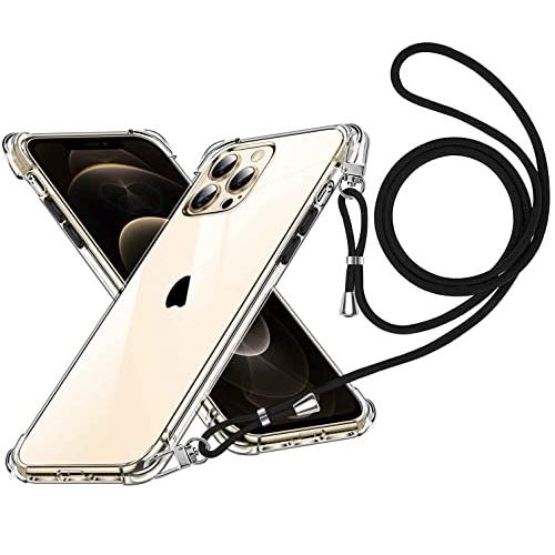 iPhone 12 Pro ケースクリア ネック ショルダー ストラップ付き スマホケース カバー ...