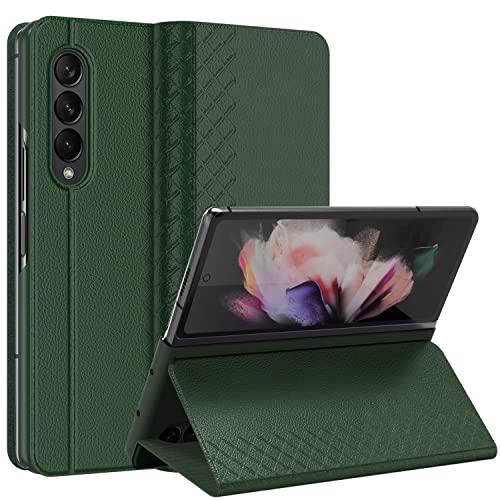 Samsung Galaxy z fold3ケース 超薄ステント 硬質PC PU合成革 手帳型カバー...