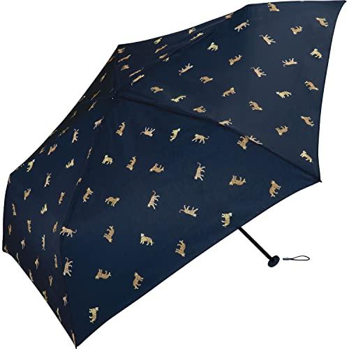 Wpc. 雨傘 [Air-Light]レオパード&amp;タイガー ミニ ネイビー 折りたたみ傘 55cm ...