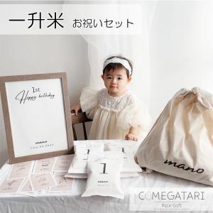 一升米 1歳 お祝い リュック セット 選び取りカード 名入れ ナップサック 選べる 名入れカラー 小分け 新潟県産 こしひかり 2合5袋 お米 誕生日 プレゼント