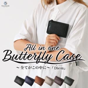 パスケース 小銭入れ 薄型 本革 メンズ レディース バタフライ カードケース 透明窓 免許証 定期入れ キーチェーン付き 多機能 / PC8 Diem ディエム｜財布バッグメンズ のBLUE SINCERE