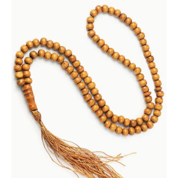 【送料無料】イスラム教数珠 ミスバハ 99玉 ライトブラウン スブハ タスビ ムスリム 廉価版 木