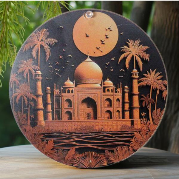 タージマハルのアルミプレート 直径20cm 輸入品 インド アジアン雑貨 エスニック イスラム 世界...