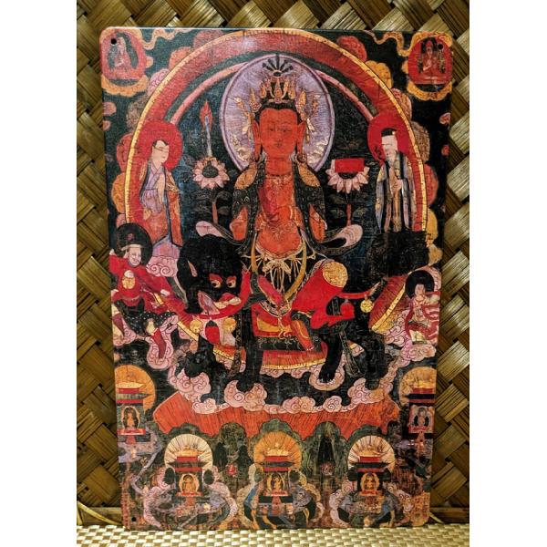 ブリキ看板 文殊菩薩 30cm*20cm 仏教 密教 マンジュシュリー 輸入品 アジアン雑貨 エスニ...