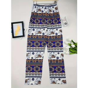 レディース タイ風エスニック柄 イージーパンツ XL 象 白基調 F-PAN2494-3-XL｜mahanadi