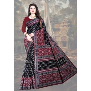 【送料無料】インド民族衣装サリー オリッサ州サンバルプール地方 綿 アジアン ネパール スリランカでも SR24927-1｜mahanadi