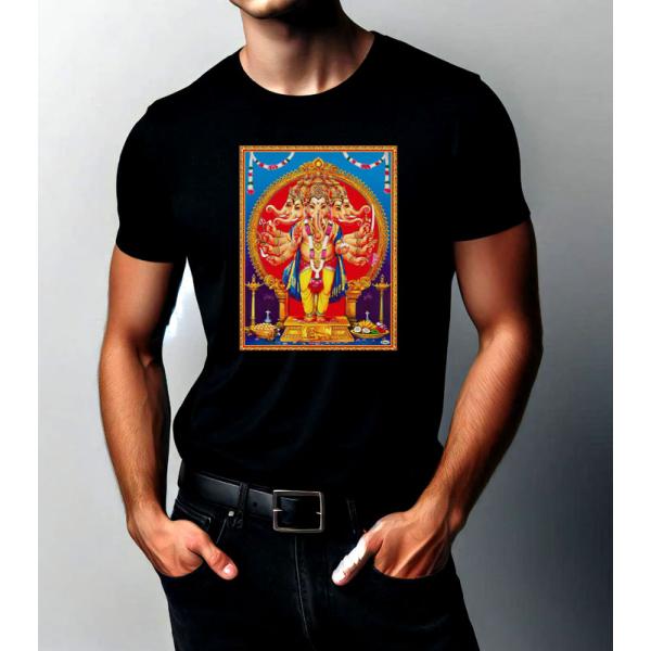 Tシャツ プリント用熱転写シート インドの神様五面ガネーシャとデーヴァナーガリー文字の2枚組  ヒン...