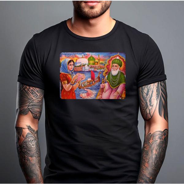 Tシャツ プリント用熱転写シート イスラム教 スーフィーの聖者と女性とアラビア文字 アイロンを押し当...