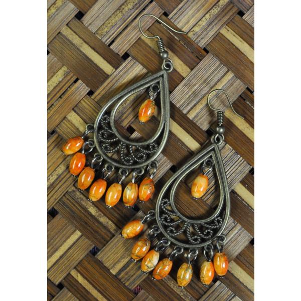 【送料無料】タイ製ピアス エスニックファッションに 橙 アジアン雑貨 エスニック雑貨 TPIE6-O...
