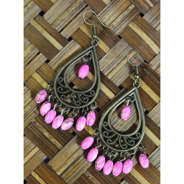 【送料無料】タイ製ピアス エスニックファッションに ピンク アジアン雑貨 エスニック雑貨 TPIE6...