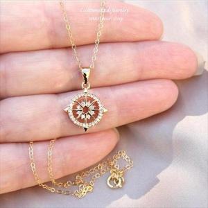 きらきらCZ 聖なるコンパスNEO ゴールド ネックレス [Customized Jewelry / カスタマイズ ジュエリー] 海外受注｜mahealani