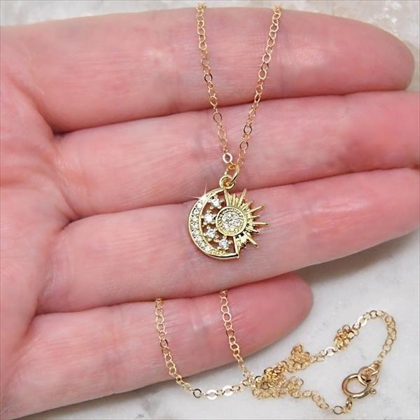 太陽と月と星 きらきらCZ ネックレス [Customized Jewelry / カスタマイズ ジ...