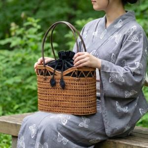アタバッグ　高級かごバッグ　アタショルダーバッグ　黒　シック　夏着物　ゆかた アタバッグ 高級かごバッグ アタショルダーバッグ 黒 シック 夏着物