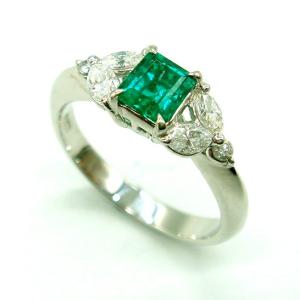 Pt900 エメラルド ダイヤモンド リング 0.75ct D0.48ct 最終 出品6週目  