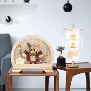 五月人形 久月 鎧平飾り 鎧飾り 高床飾り 金小札 正絹緋縅 15号 長鍬形