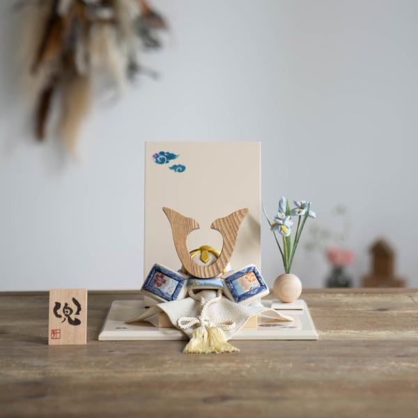 五月人形 兜 コンパクト おしゃれ モダン 木 人気 インテリア 木製 高級 平飾り白波 木目込み兜...