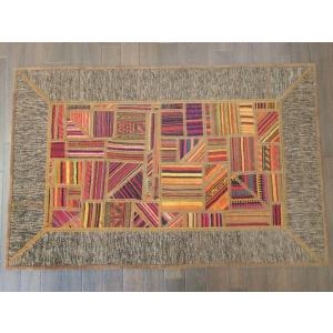 新品 ペルシャ キリム ジャジム パッチワーク ラグ 縦1.5m 138 x 新品 ペルシャ キリム ジャジム パッチワーク ラグ 縦1.5m 138 x