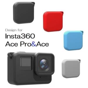 Insta360 Ace/Ace Pro用 シリコンケース アクションカメラアクセサリー カメラレンズ保護カバー付 カメラレンズキャップ 黒