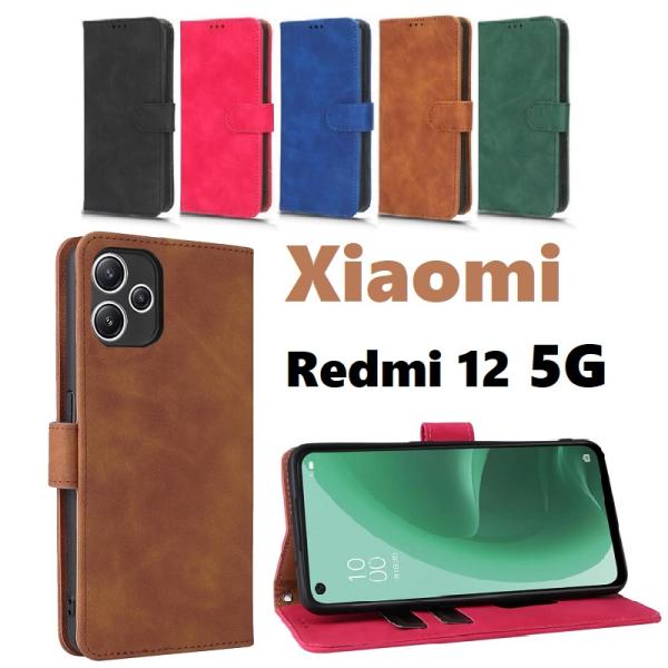 Xiaomi Redmi 12 5G用 PUレザー TPU 手帳型 フリップ ケース ストラップ付 ...