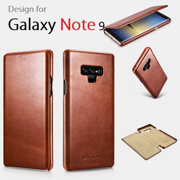 iCARER Galaxy Note9 6.4inch用ノート9本革 手帳型 エッジ ビンテージ レ...