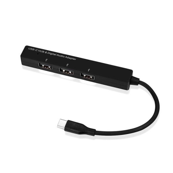 USB2.0 Type C to USB×3 HUB&amp;3.5mm音声出力 デジタル オーディオアダプ...