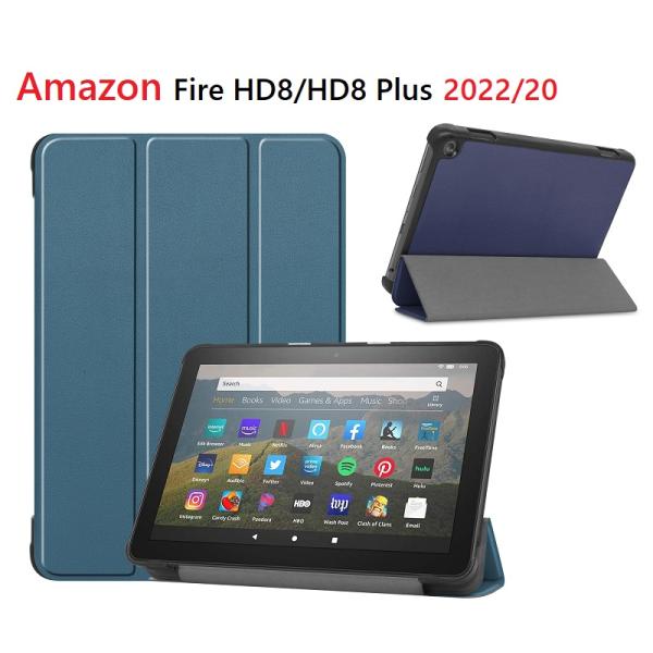 Amazon Fire HD8/HD8 Plus 2022/20用 PU革 スマート カバー ケース...