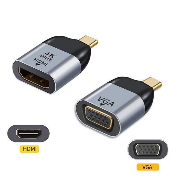 USB-C - HDMI 変換アダプタ 4K@60Hz/ USB C-VGA ミニ D-Sub 15...