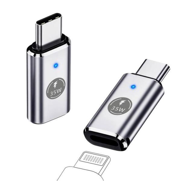 Lightning-USB Ｃメス 充電、データ アダプタ35W オスーメス3cm Type Cを持...