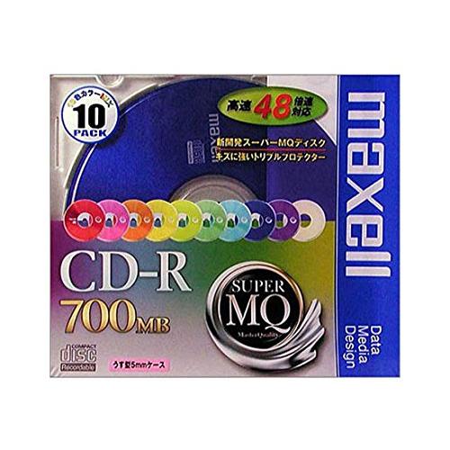maxell データ用 CD-R 700MB 48倍速対応 カラーミックス 10枚 5mmケース入 ...