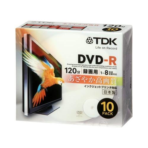 TDK 録画用DVD-R ホワイトワイドプリンタブル 1-8倍速 日本製 5mmスリムケース 10枚...