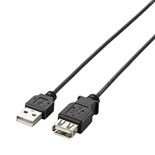 エレコム USB延長ケーブル USB2.0 A-Aメスタイプ 極細 2.5m ブラック U2C-EX...
