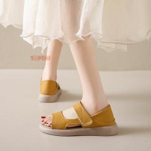レディース かかと付き厚底ベルトサンダル 幅広...の詳細画像2