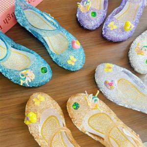 キッズ ジェリーサンダル 女の子 ヒール プリ...の詳細画像1