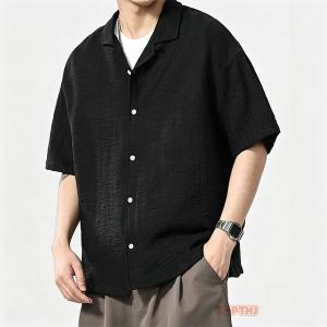 開襟シャツ メンズ 半袖 オープンカラーシャツ...の詳細画像1