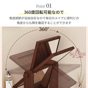 卓上ミラー 木製 天然木 スタンドミラー 角度...の詳細画像2