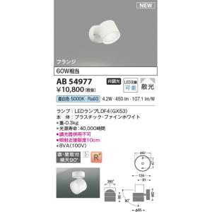 コイズミ照明 AB54977 スポットライト 非調光 LED 昼白色 直付・壁付取付 フランジ 散光 ファインホワイト｜maido-diy-reform