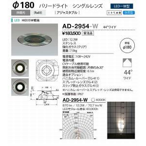 山田照明(YAMADA）　AD-2954-W　バリードライト LED一体型 非調光 白色 44°ワイド配光 φ180 防雨型 受注生産品 [♪§]｜maido-diy-reform