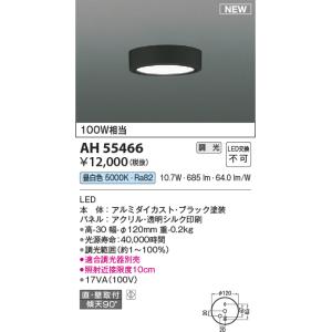 コイズミ照明 AH55466 小型シーリング 調光(調光器別売) LED(昼白色) 傾斜天井取付可能...